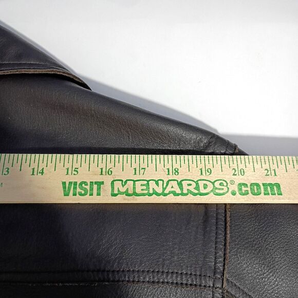 Eddie Bauer Men's Dark Brown Leather Jacket Coat Long Length Button Up M - Picture 10 of 11